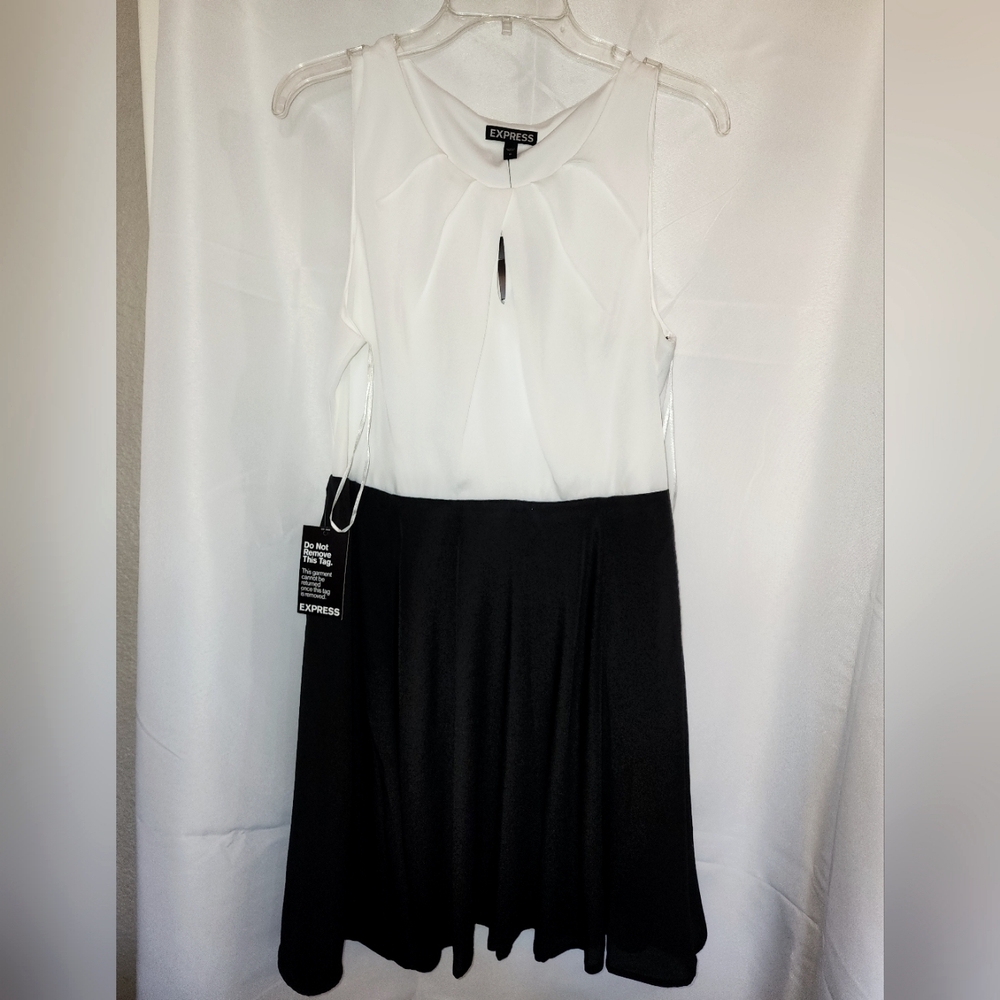 Express color block A-line dress